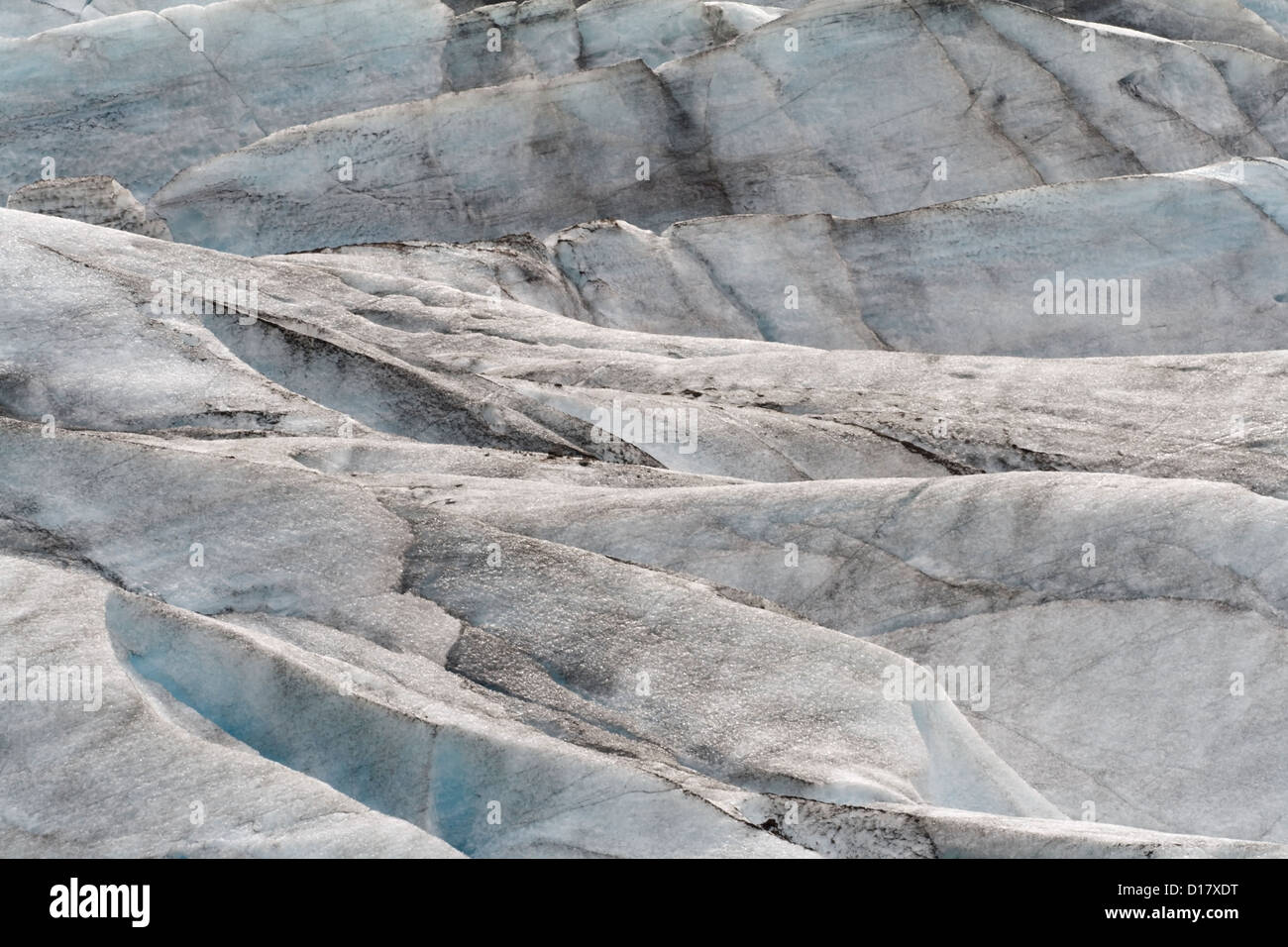 Hügelige Konturen eines Gletschers, Jökulsárlón, Island Stockfoto