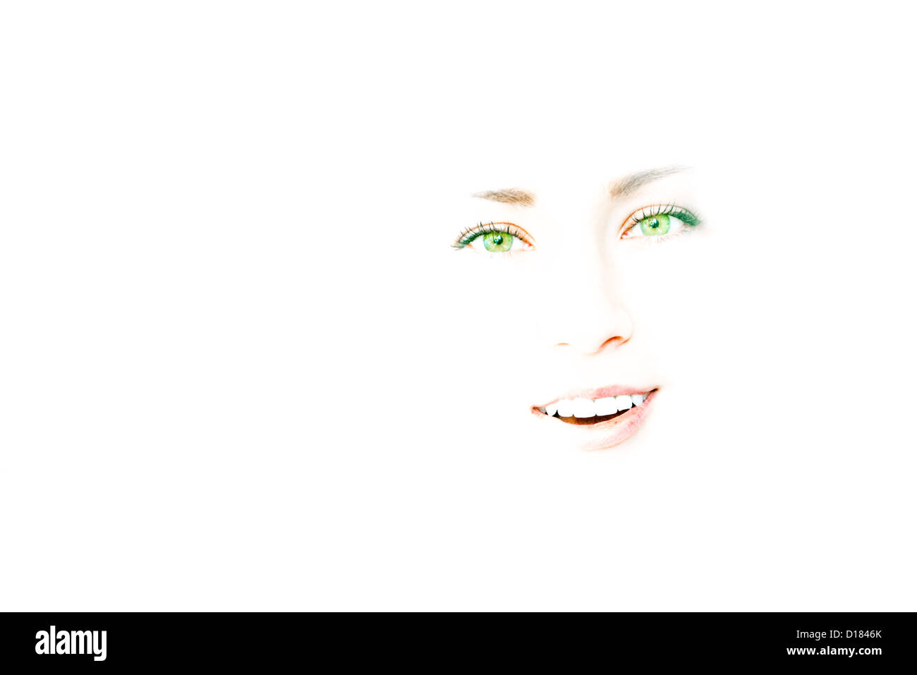 Grüne Augen weibliches Gesicht Stockfoto