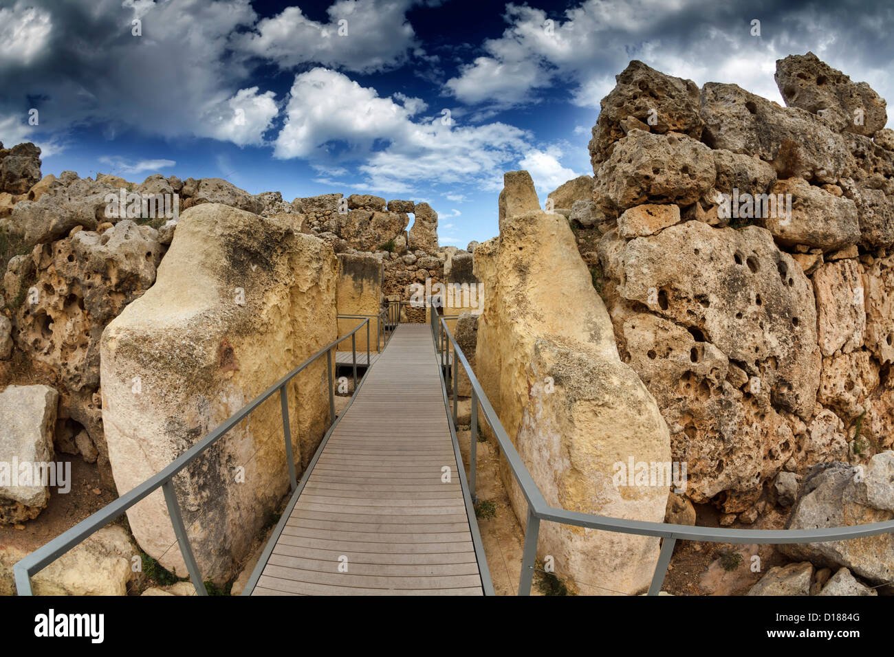 Insel Malta, Gozo, die Ruinen von Ggantija Tempel (3600-3000 v. Chr.) Stockfoto