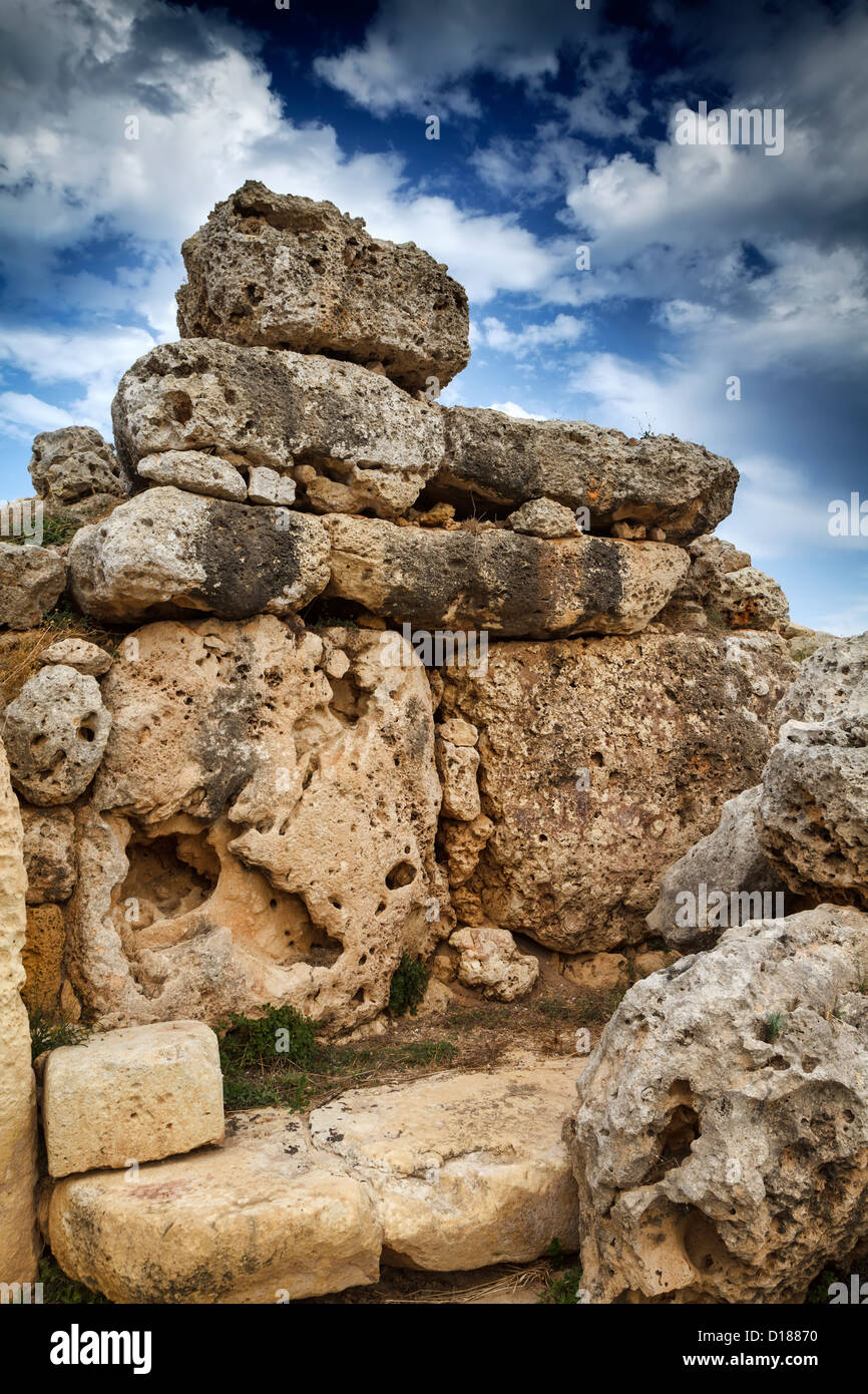 Insel Malta, Gozo, die Ruinen von Ggantija Tempel (3600-3000 v. Chr.) Stockfoto