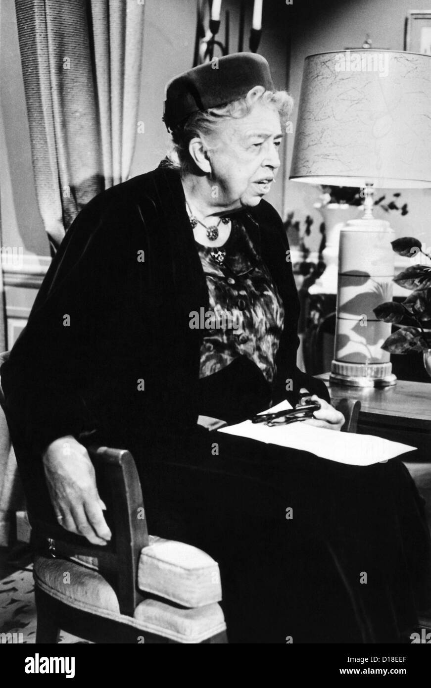 Eleanor Roosevelt im letzten Jahrzehnt ihres Lebens. In den 1950er Jahren versuchte sie, die demokratische Partei öffentlich unterstützen machen Stockfoto