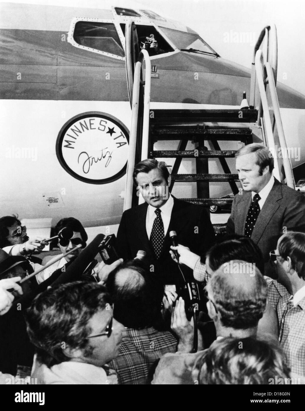 Demokratischen Vize Präsidenten Walter Mondale Kampagne Flugzeug wurde "Minnesota Fritz" getauft. Flughafen Chicago Midway, Sept. Stockfoto