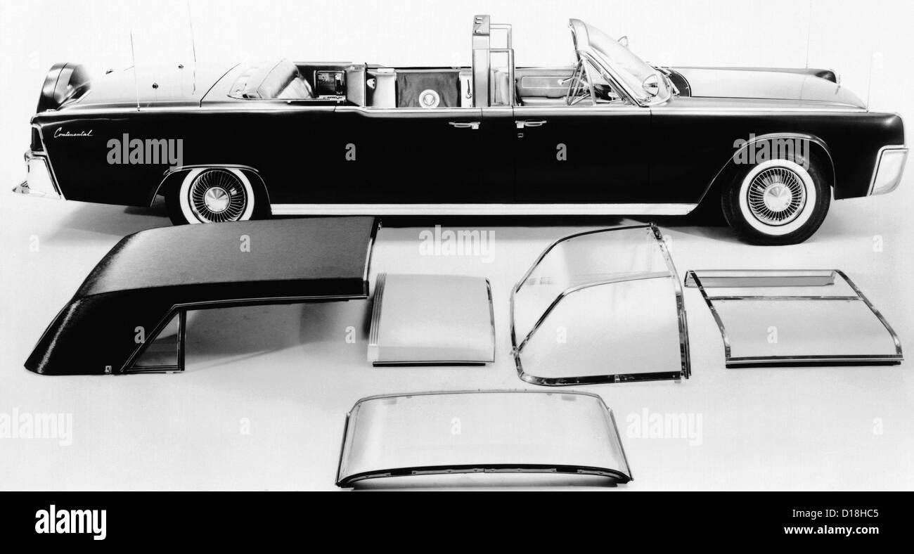 Das neu konfigurierte Presidential Limousine. Es ist das komplett renovierte Auto, in dem John Kennedy ermordet wurde, und Stockfoto
