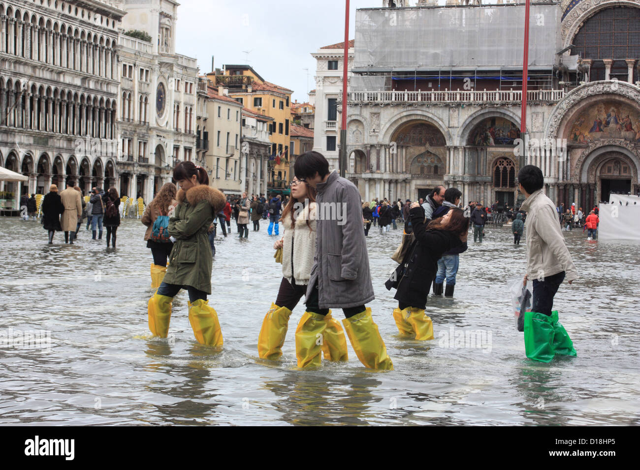 Hoher Wasserstand "Acqua Alta". Stockfoto