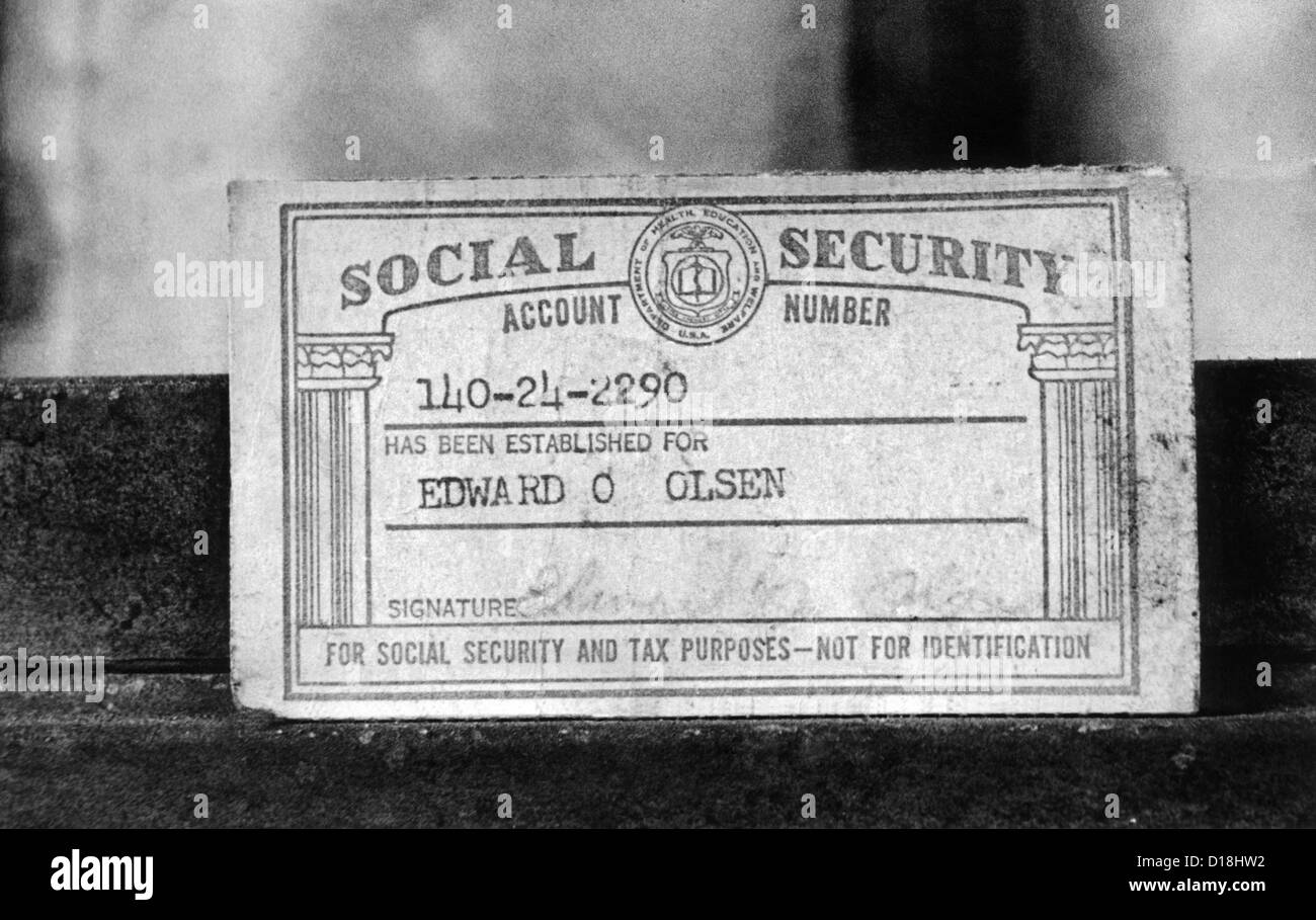 1968 Social Security Card (CSU ALPHA 1121) CSU Archive/Everett Collection Stockfoto