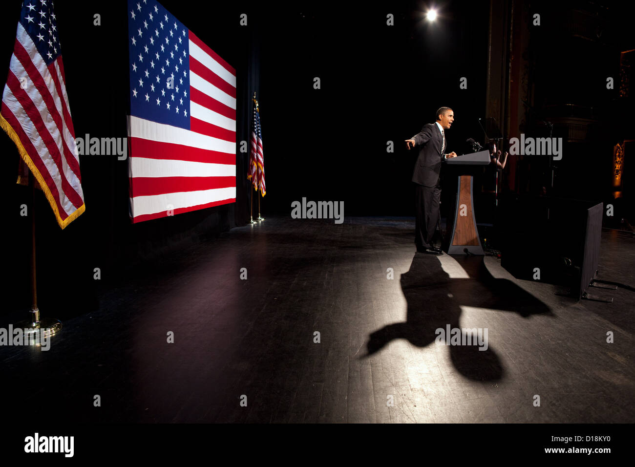 Präsident Barack Obama liefert Bemerkungen im Apollo Theater in New York, N.Y., 19. Januar 2012. Stockfoto