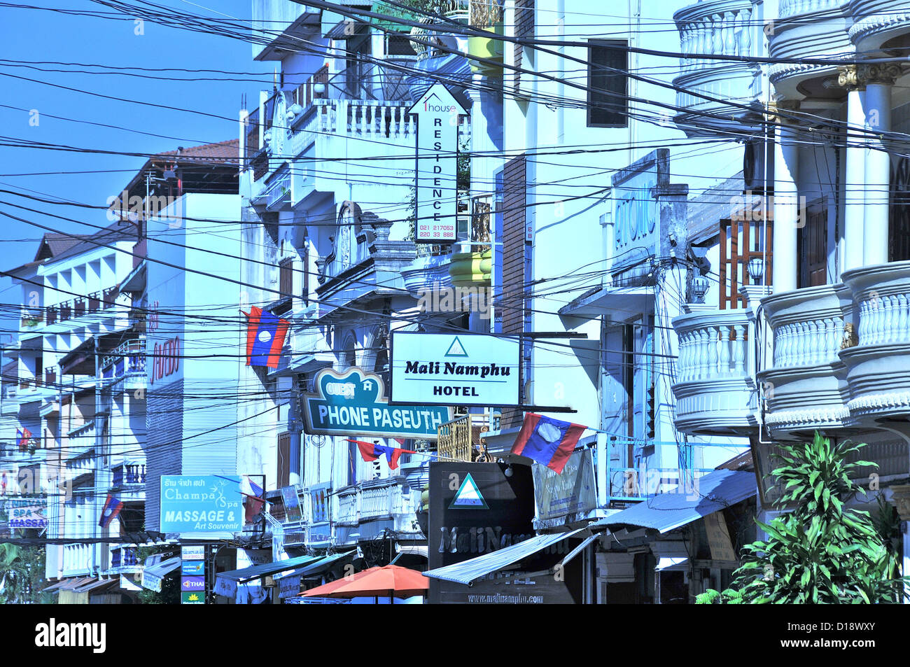 Straßenszene Gebäude Vientiane Laos Stockfoto