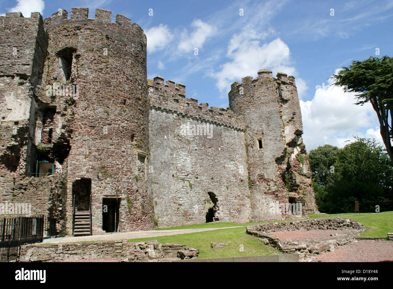 Laugharne Castle (CADW) Kernburg Laugharne Carmarthenshire Wales UK Stockfoto
