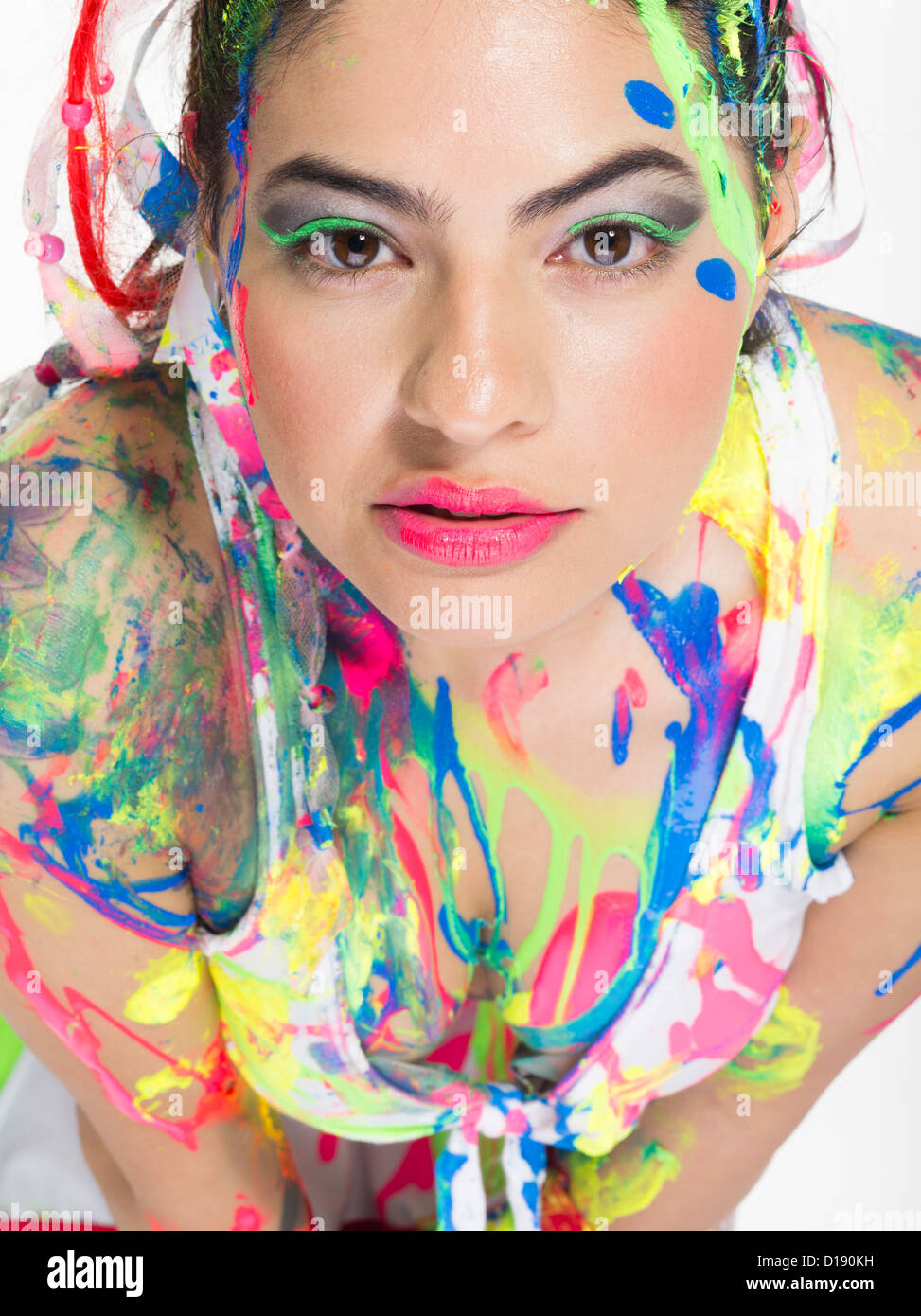 Neon Paint Party Dancer / Clubber / Raver Stockfoto