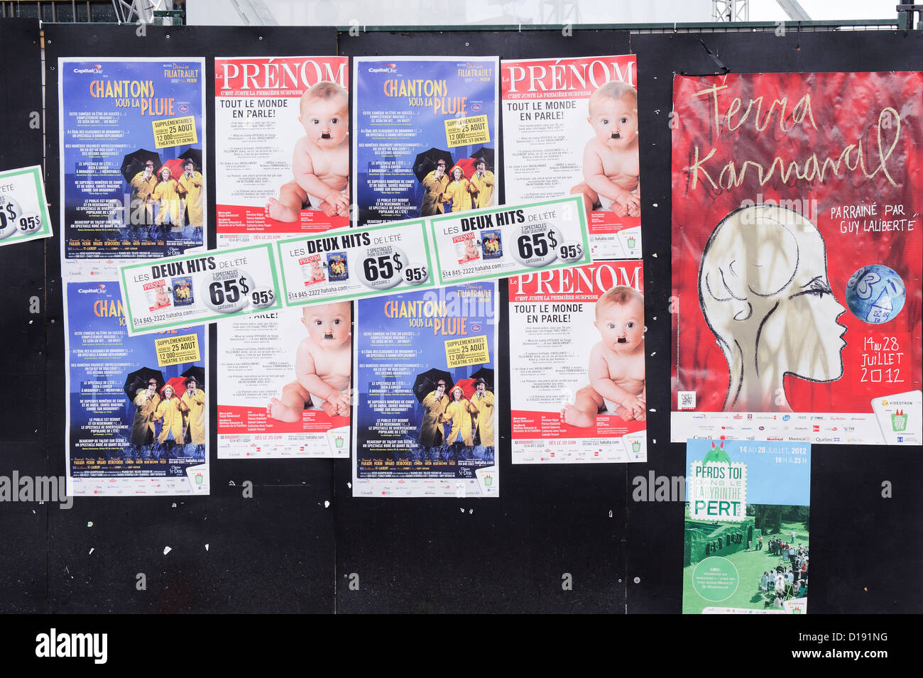 Während das Just zeigt Plakate für Laughs Festival in Montreal, Québec, Kanada präsentiert. Stockfoto