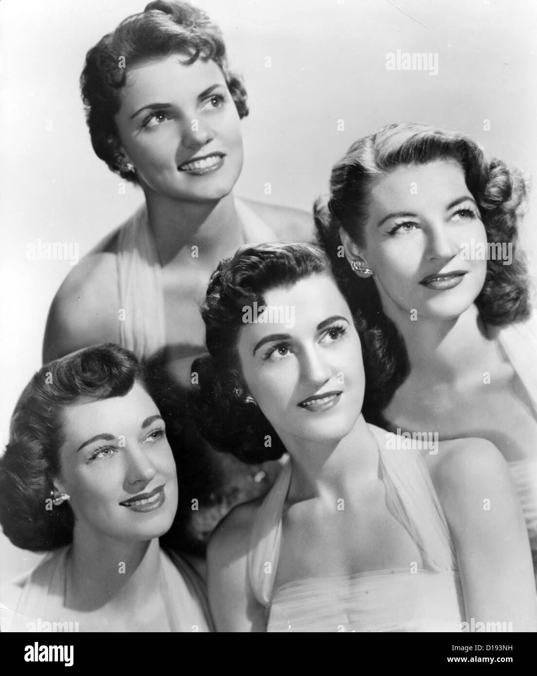 CHORDETTES Werbefoto der amerikanischen Gesangsgruppe über 1957. Von links: Lynn Evans, Marjorie Needham, Carol Buschmann, Janet Ertel. Stockfoto