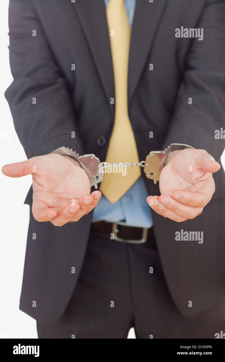 Handschellen Geschäftsmann Stockfoto