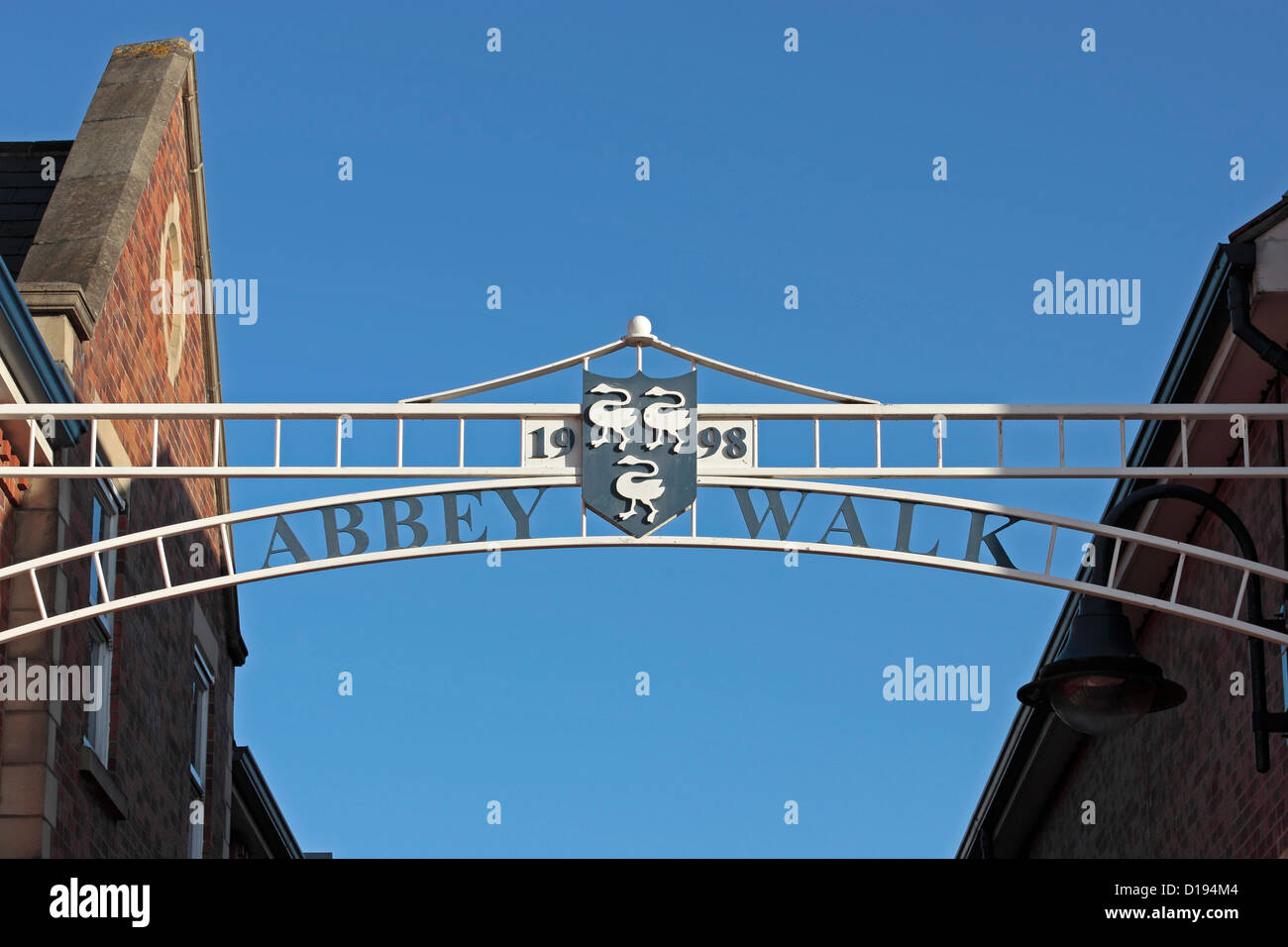 Abtei gehen Zeichen Selby mit drei Selby Schwäne Stockfoto