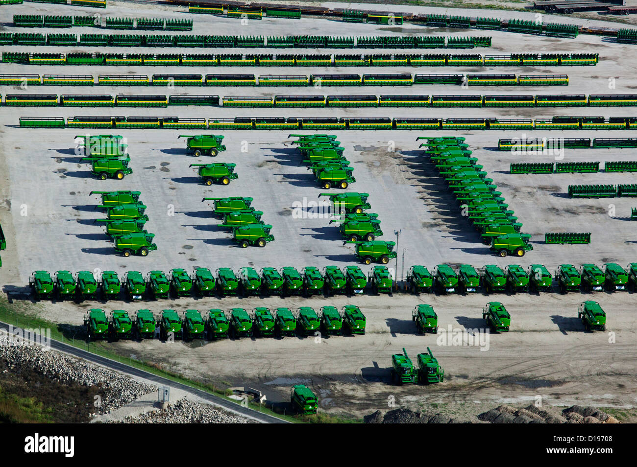 Luftaufnahme John Deere Harvester Works Fabrik, East Moline, Illinois Stockfoto