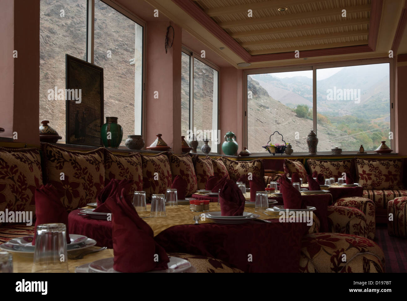 Lokalen Restaurant im hohen Atlas in Marokko Stockfoto