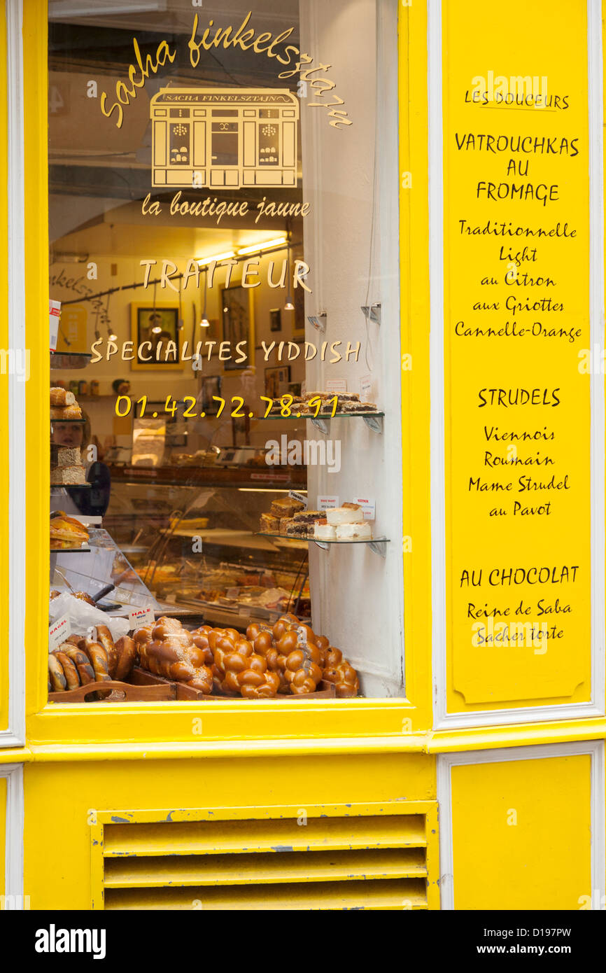 Sacha Finkelsztajn Boulangerie - berühmte jiddische Bäckerei in Les Marais, Paris Frankreich Stockfoto