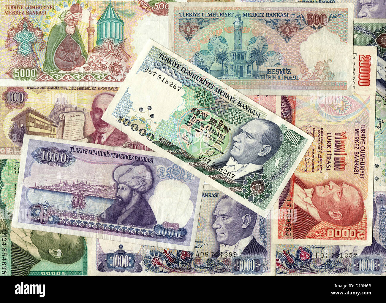 Farbigen Hintergrund Der Alten Turkischen Lira Banknoten Stockfotografie Alamy
