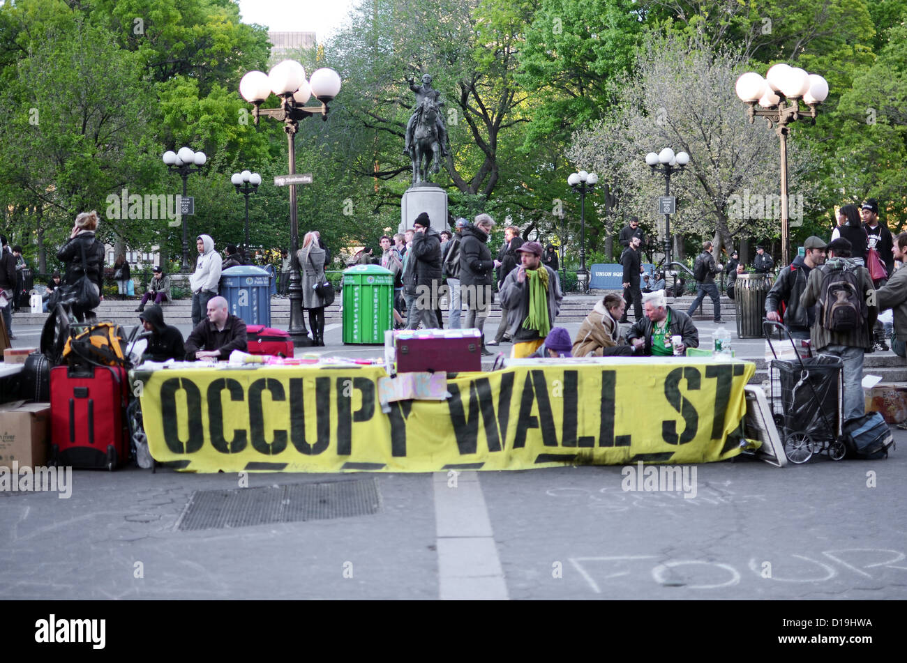 Occupy Wall Street Demonstranten am Union Square in New York Stockfoto