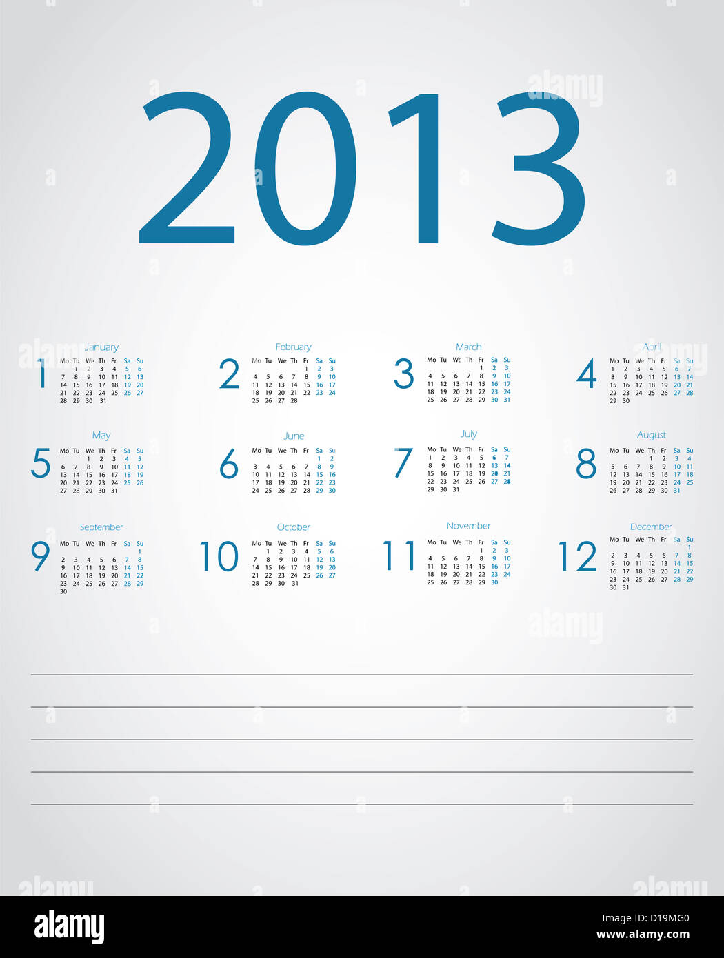 Vektor-Kalender 2013 Stockfoto, Bild: 52459456 - Alamy