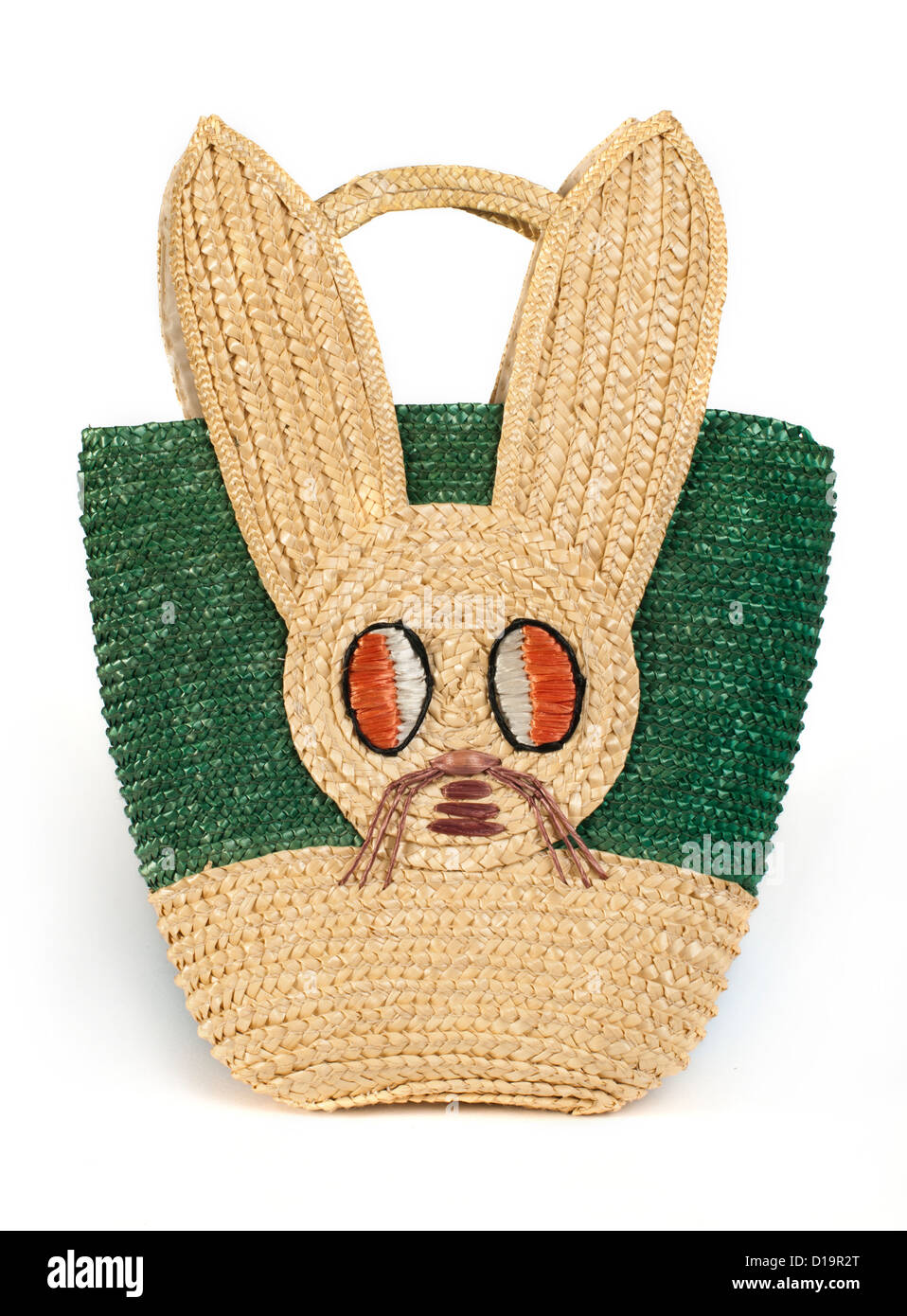 Stroh Strand handgemachte Tasche weiß isoliert Stockfoto