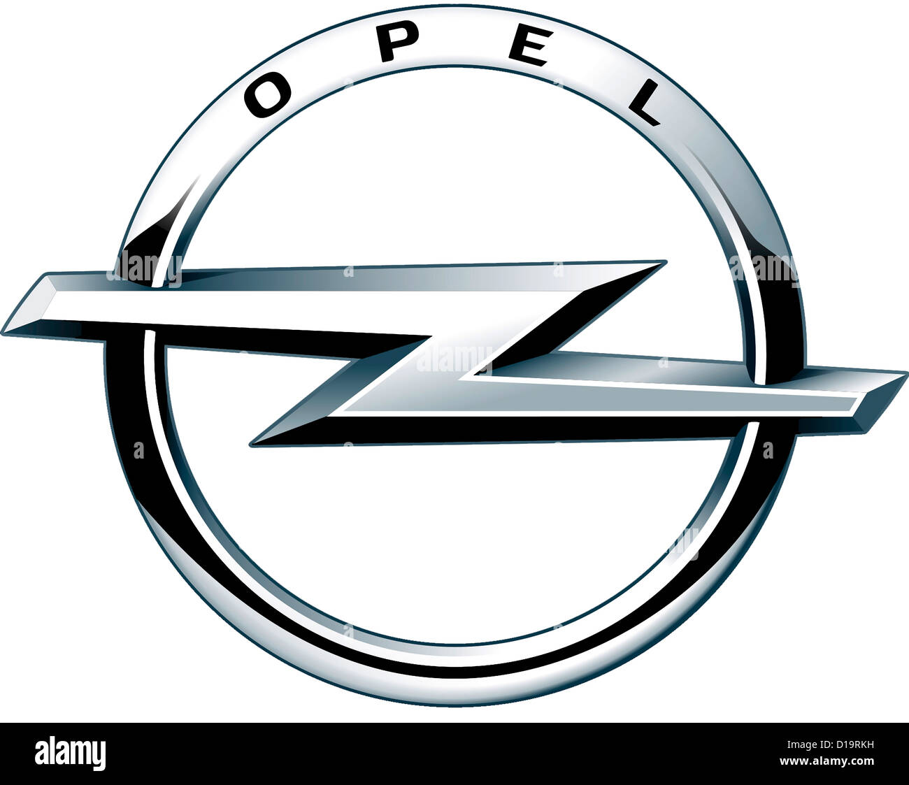 Logo des deutschen Automobilherstellers Opel mit Sitz in Rüsselsheim - Adam Opel AG. Stockfoto