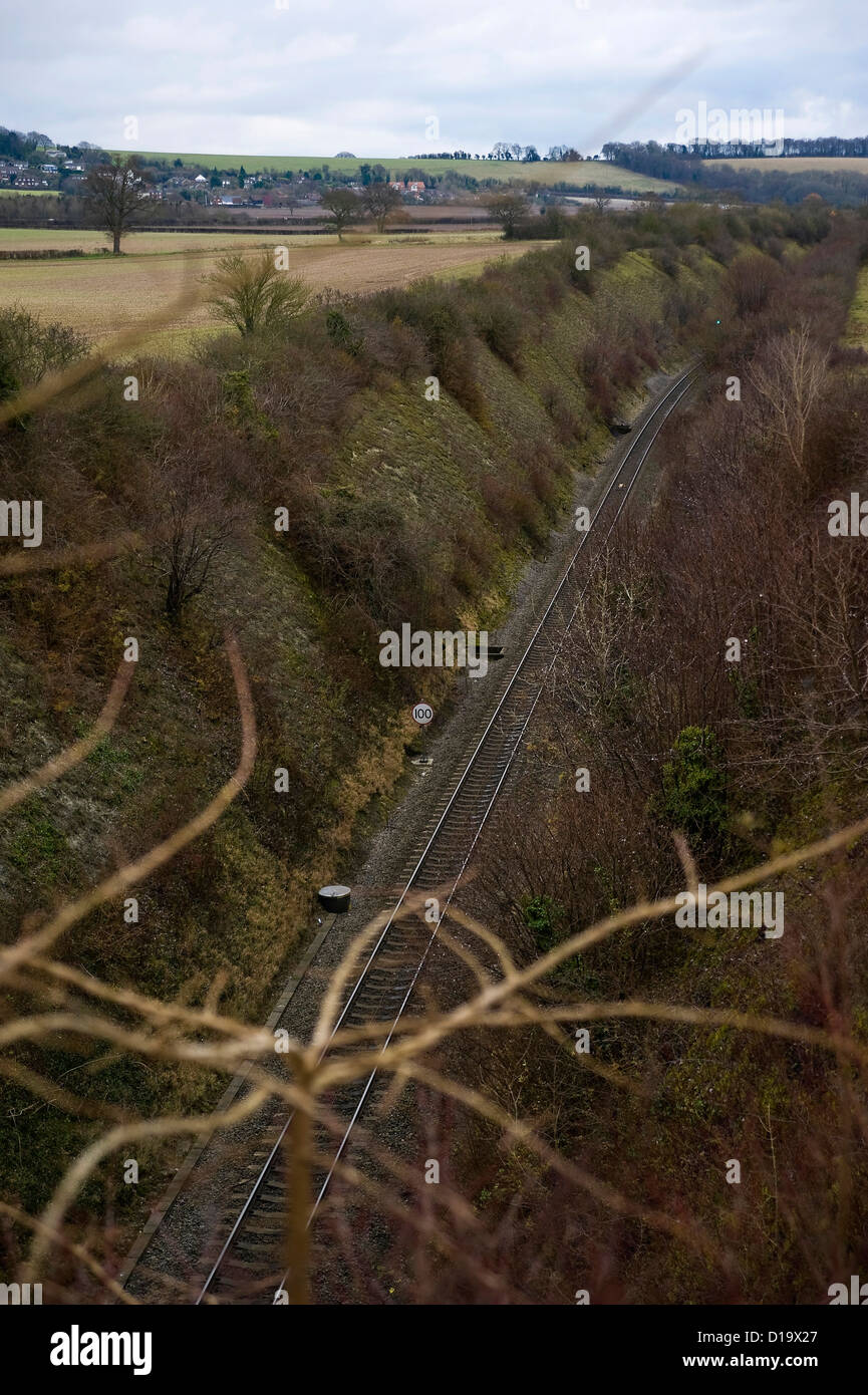 Tring Bahn schneiden auf The Ridgeway National Trail, Buckinghamshire, Großbritannien Stockfoto