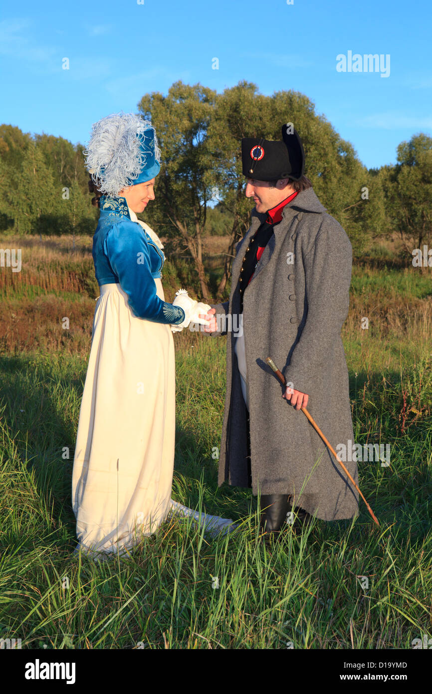 Napoleon Bonaparte (1769-1821) und seiner Frau Maria Countess Walewska in Borodino, Russland Stockfoto