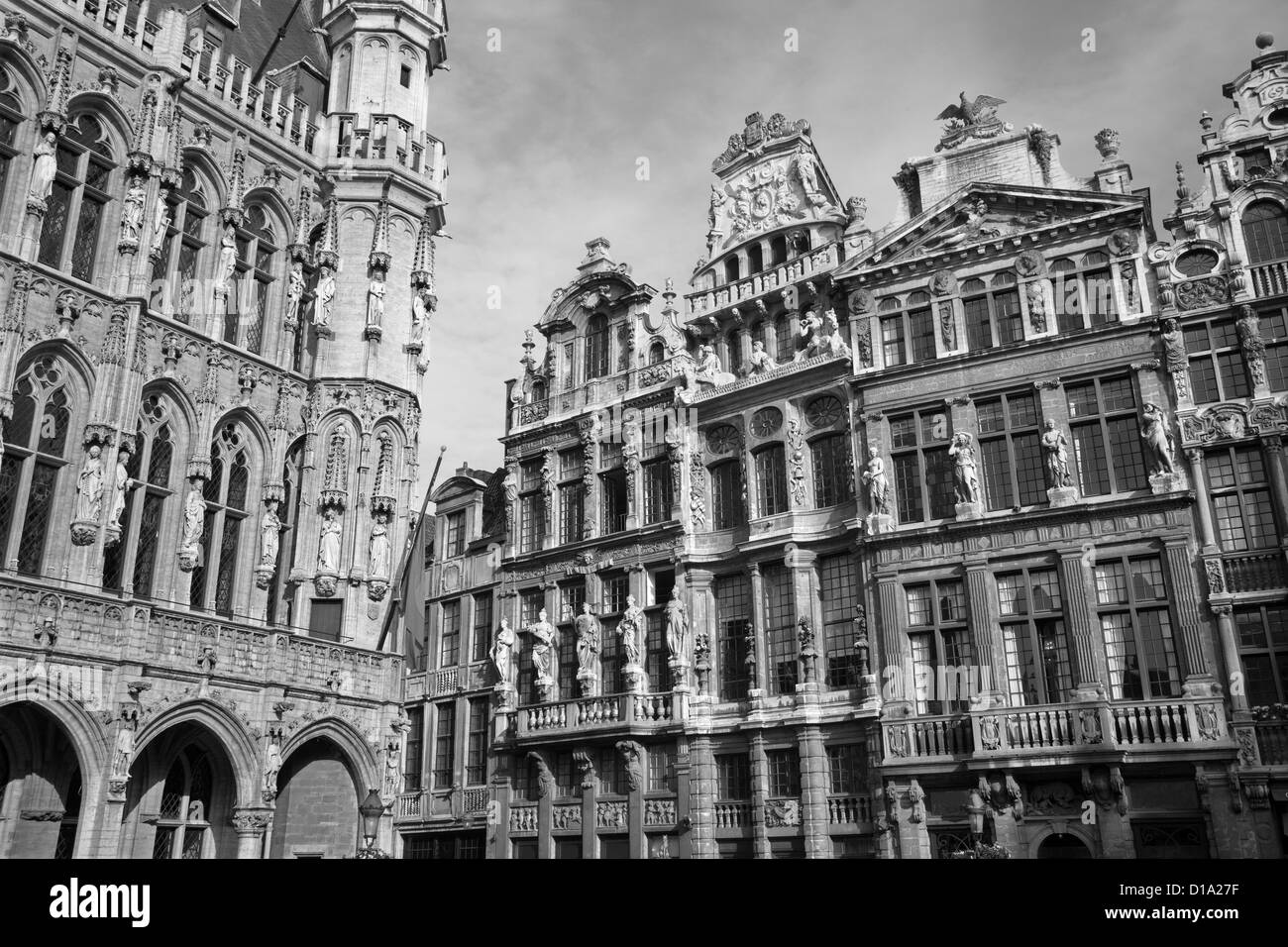 Brüssel - die Fassade des Grand Palace Paläste vom Hauptplatz entfernt. Grote Markt. Stockfoto