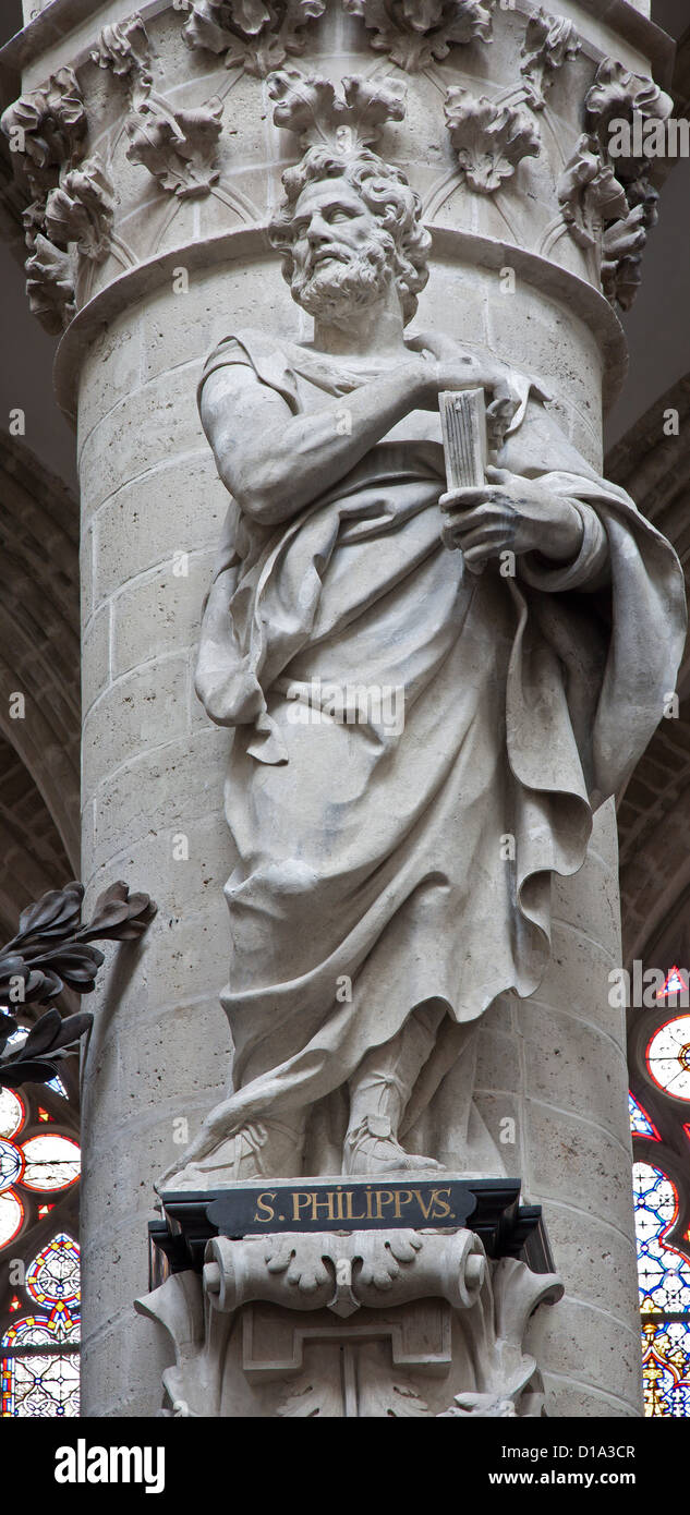 Brüssel - Juni 22: Statue des st. Philippe der Apostel vom Dom Stockfoto