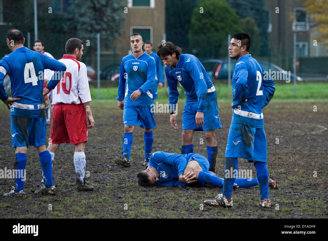 Italien, Sesto San Giovanni, Fußball Spiel, Unfall Stockfoto