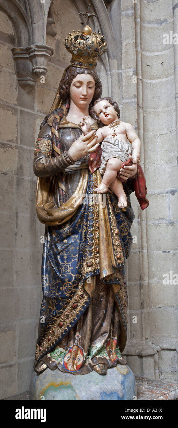 Brüssel - Jungfrau Maria mit dem Jesuskind gotische Kathedrale des Heiligen Michael Stockfoto