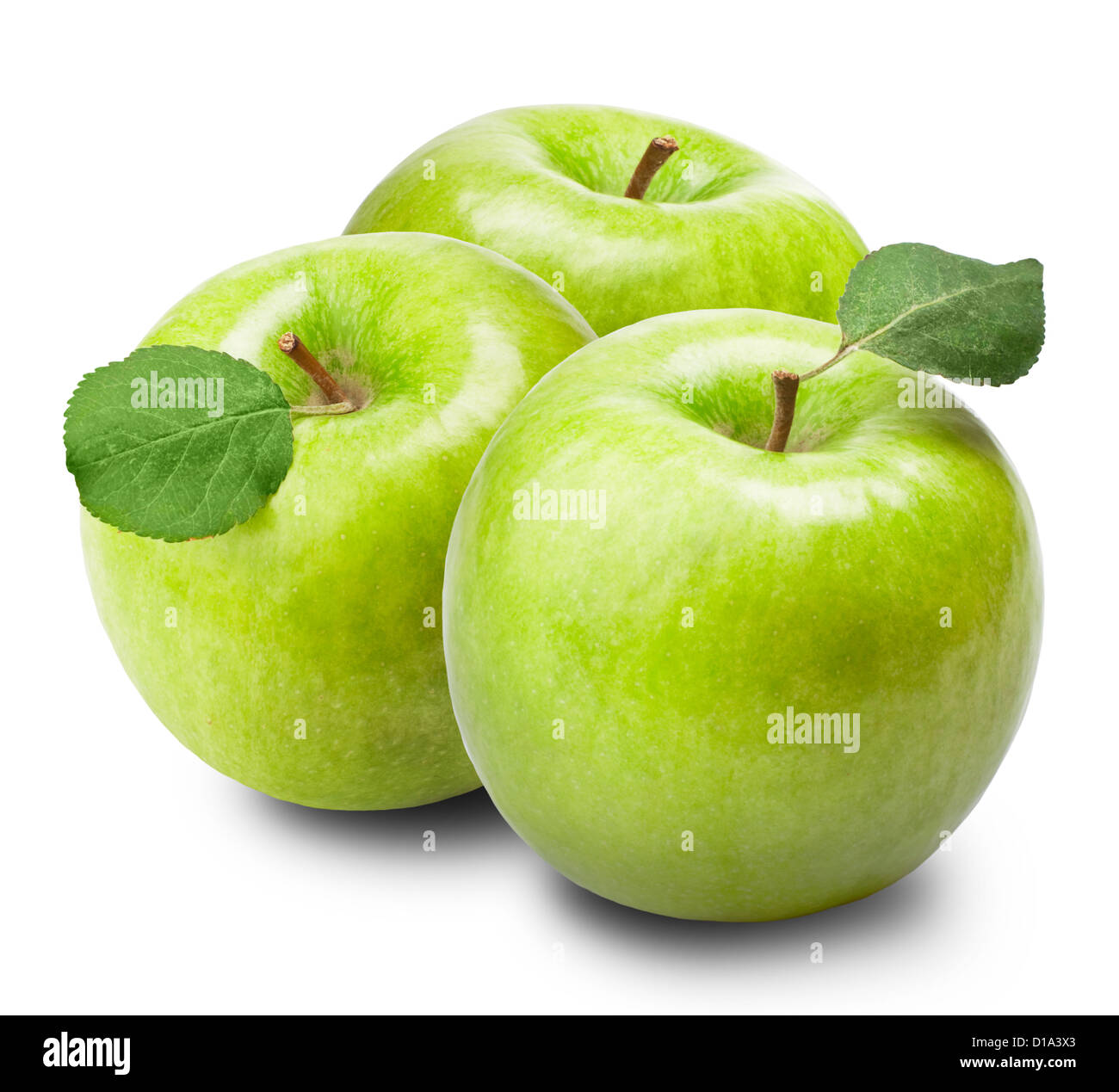 Grüne Äpfel isoliert auf weißem Hintergrund Stockfoto