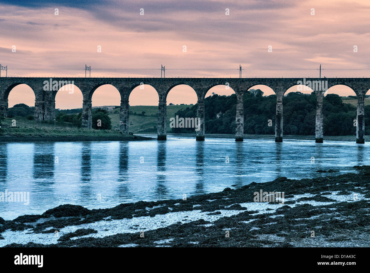 Berwick am Tweed Eisenbahnbrücke Stockfoto