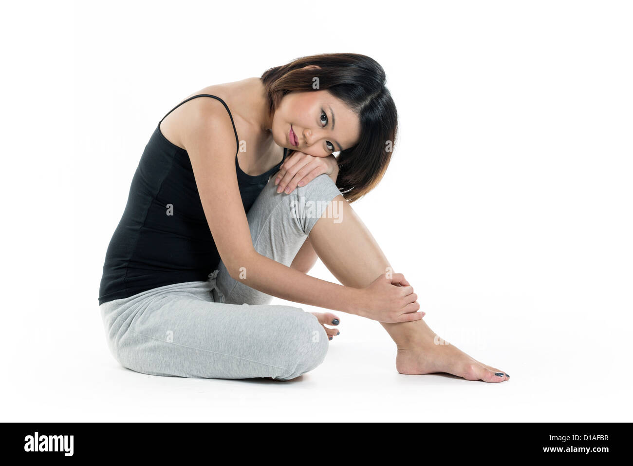 Schöne chinesische Frau Übung. Fitness und gesunden Lifestyle-Konzept. Stockfoto