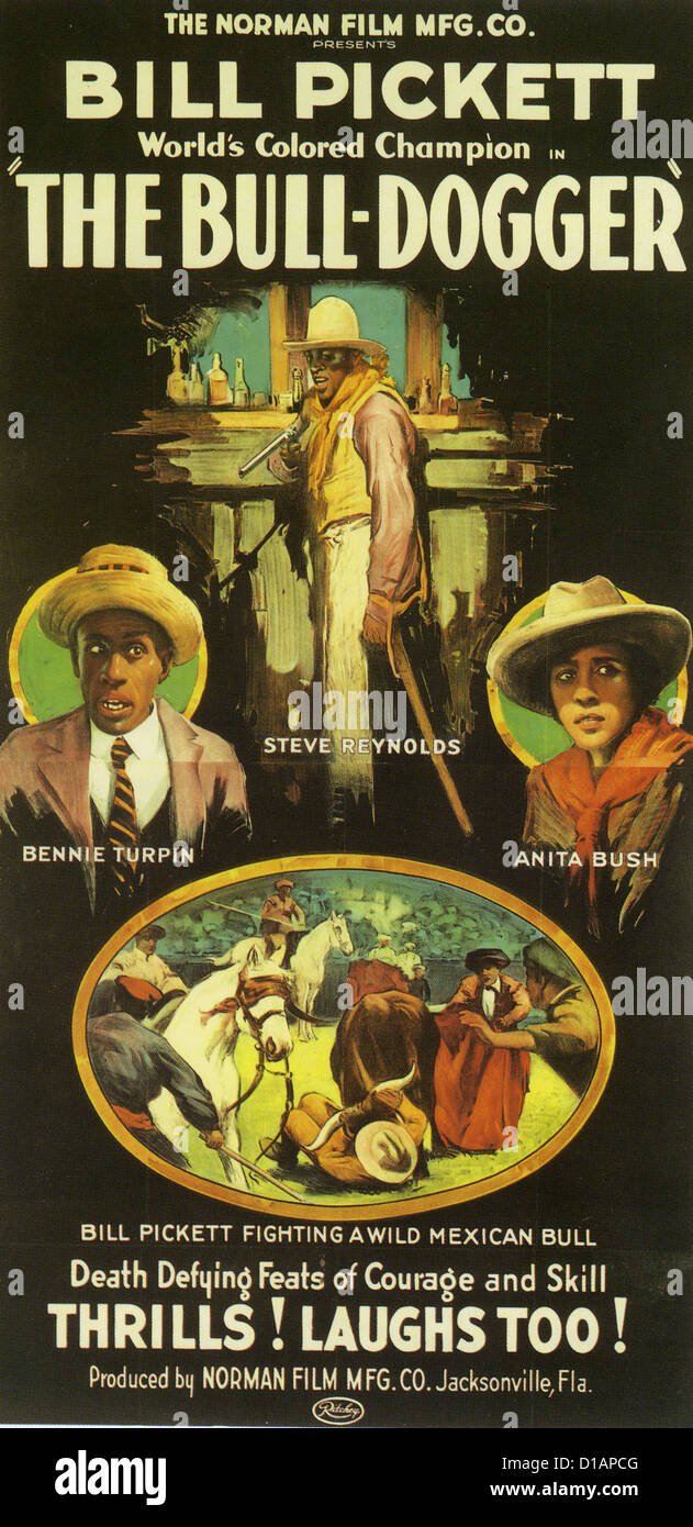 Das BULL-DOGGER-Plakat für 1923 Norman Unternehmen still Filmproduktion mit Bill Pickett Stockfoto