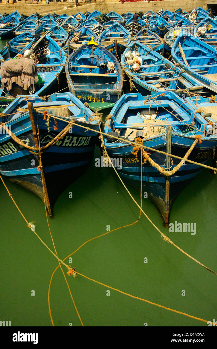 Traditionelle Boote im Hafen von Essaouira, Marokko Stockfoto