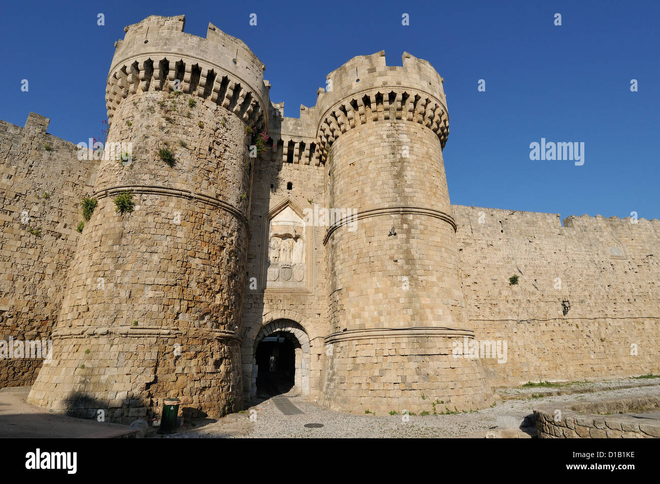 Rhodos. Dodekanes-Inseln. Griechenland. Marine-Tor in der alten Stadt Wände, Altstadt, Rhodos-Stadt. Stockfoto