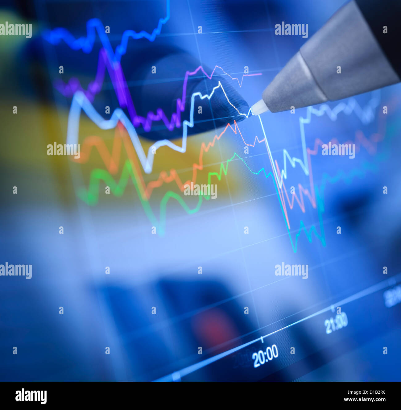 Diagramme und Märkte, Medienkonzeption Stockfoto