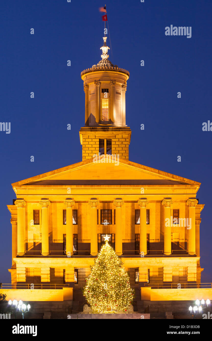 Weihnachtsbaum am Tennessee Capitol Nashville, Tennessee USA Stockfoto