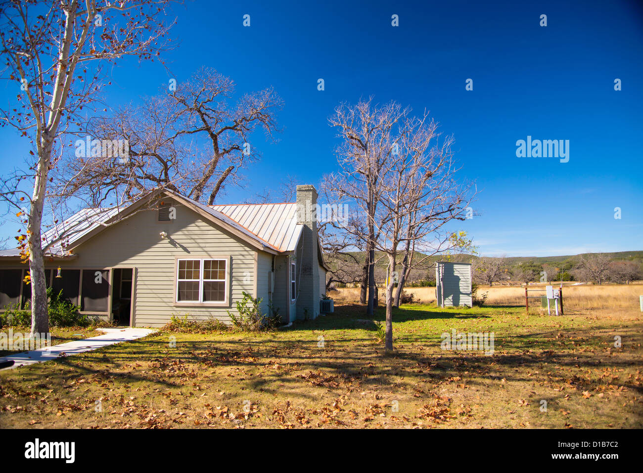 Wohn Homestead Ranch Haus Texas Hill Country, USA Stockfoto