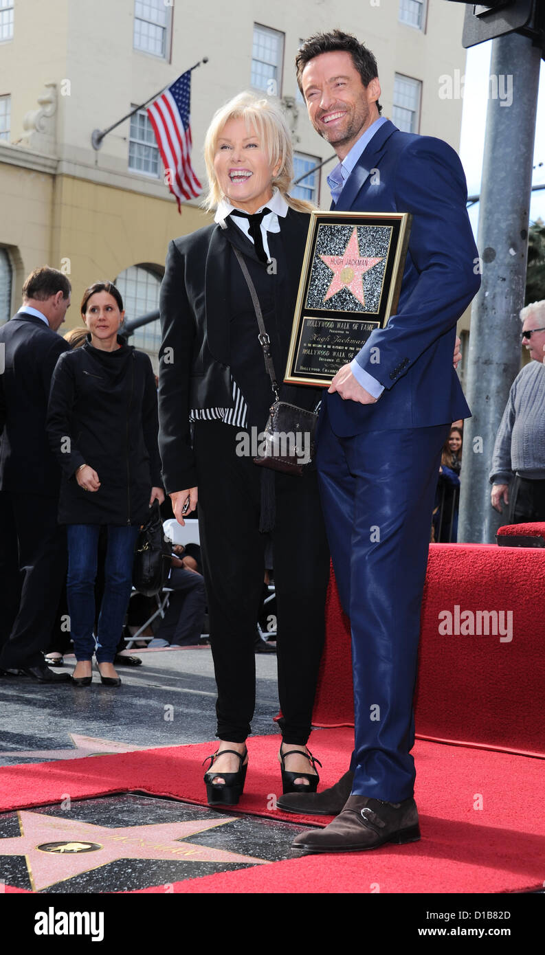 Hollywood, USA. 13. Dezember 2012. Schauspieler Hugh Jackman im Bild mit Frau Deborra-Lee Furness, ausgezeichnet mit einem Stern auf dem Hollywood Walk of Fame, Hollywood, USA 13. Dezember 2012. Bildnachweis: Sydney Alford / Alamy Live News Stockfoto