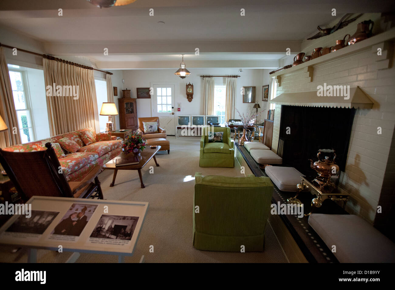 Wohnzimmer auf der LBJ Ranch außerhalb Stonewall, Texas, bekannt als der "Texas White House" als Lyndon Johnson Präsident wurde wiederhergestellt Stockfoto