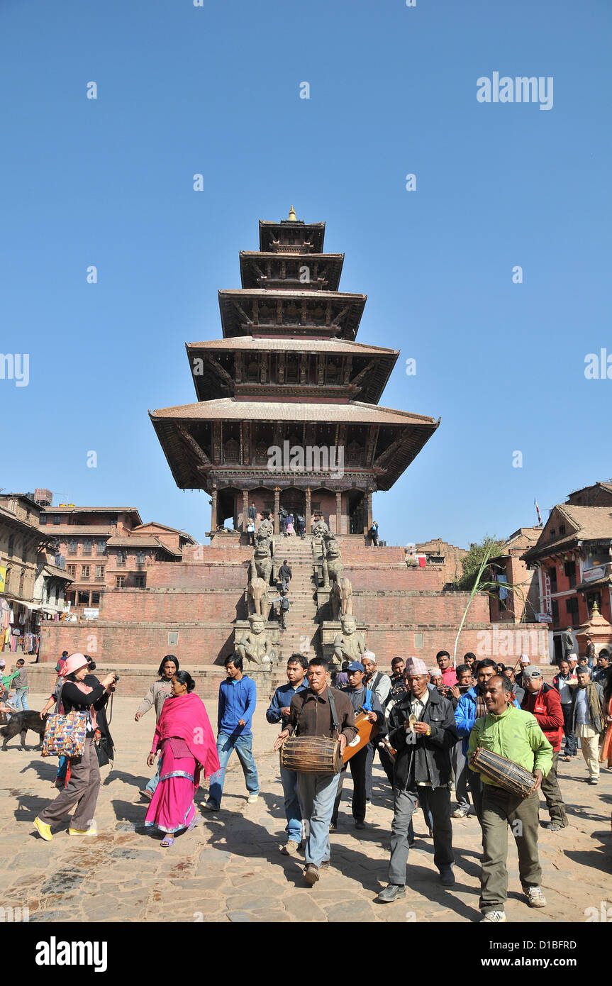 Hochzeit Parade Nyatapola Tempel Bhaktapur Nepal Stockfoto