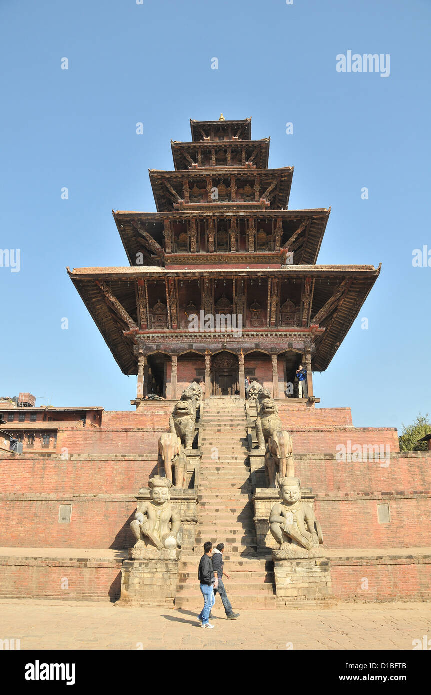 Nyatapola Tempel Aumadhi Tole quadratische Bhaktapur Nepal Stockfoto