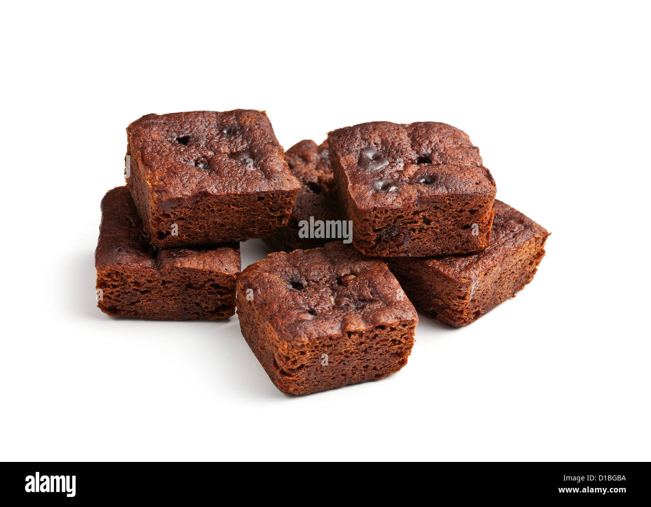 Schokoladen-Brownies Dessert auf weißem Hintergrund Stockfoto