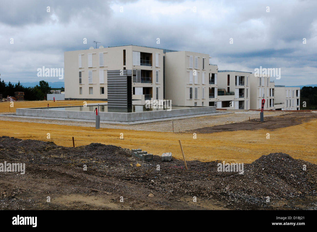 Bau des Teils von La Courondelle, eine neue Wohnsiedlung am Stadtrand von Béziers in Südfrankreich. Stockfoto