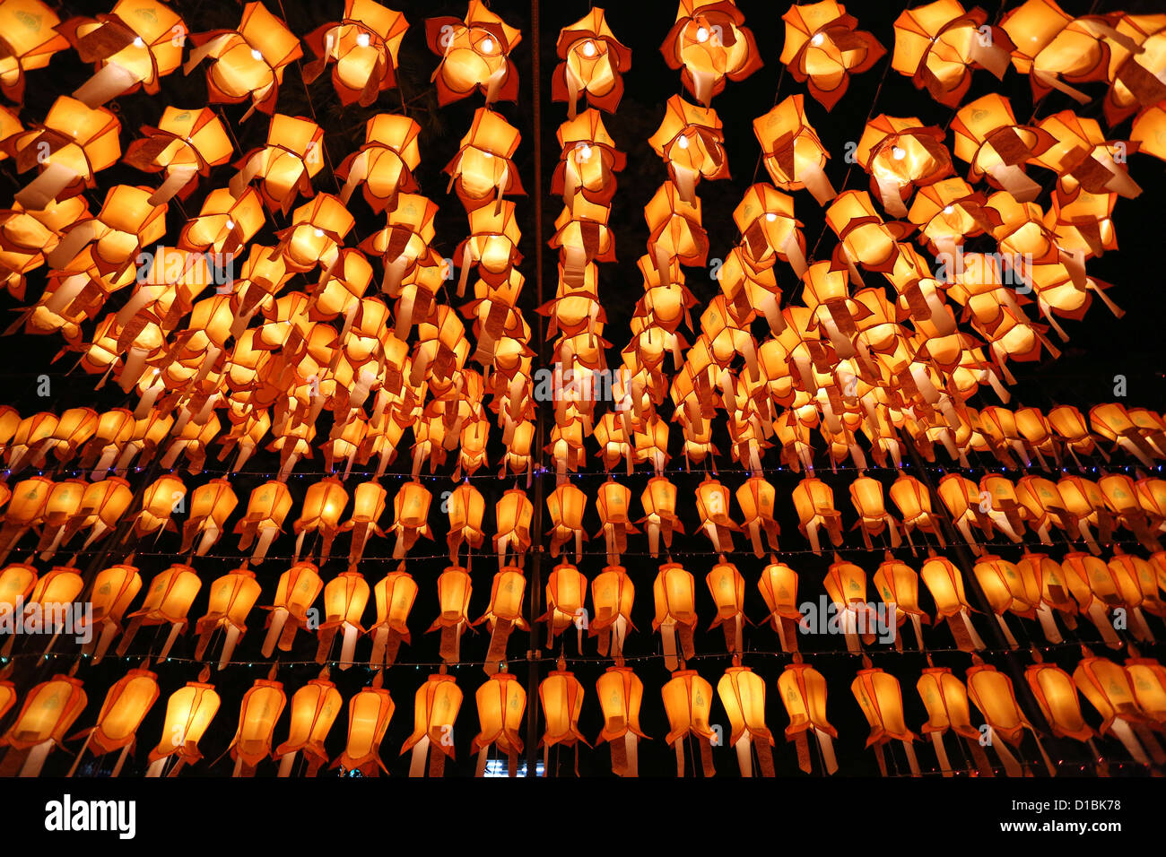 Loy Krathong Dekorationen und Laternen, Chiang Mai, Thailand Stockfoto