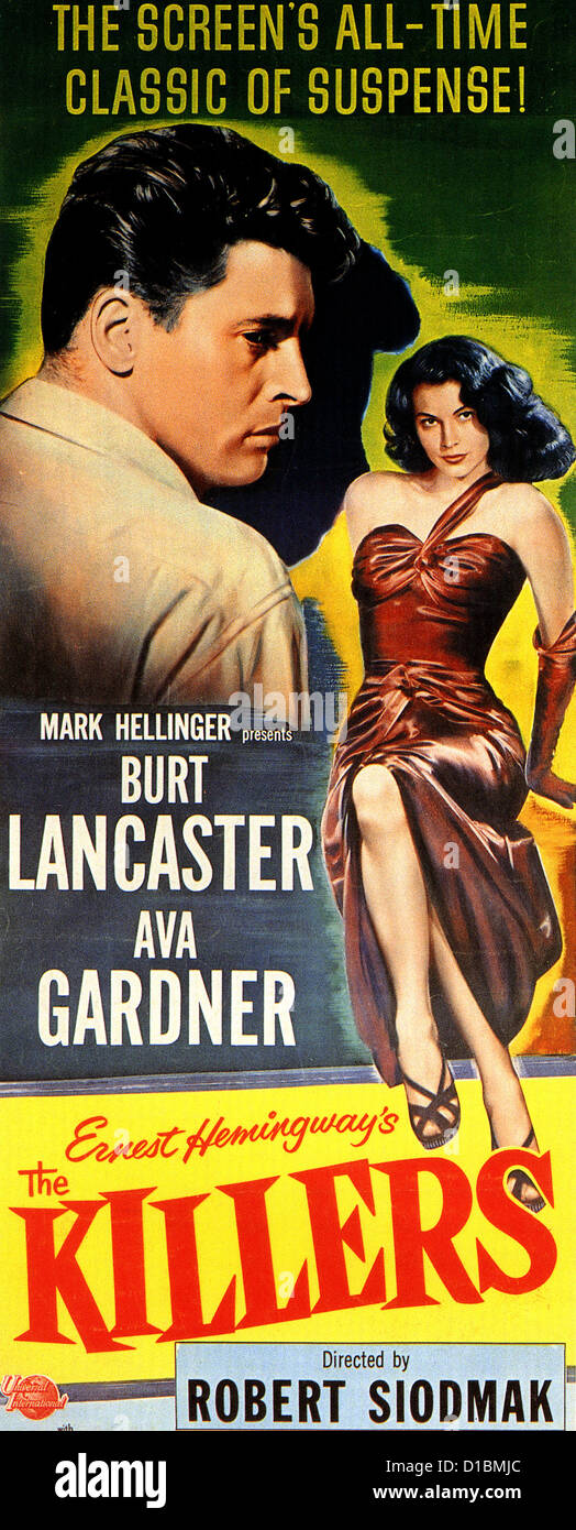 DER Mörder 1946 Poster für Universal Film mit Burt Lancaster und Ava Gardner Stockfoto