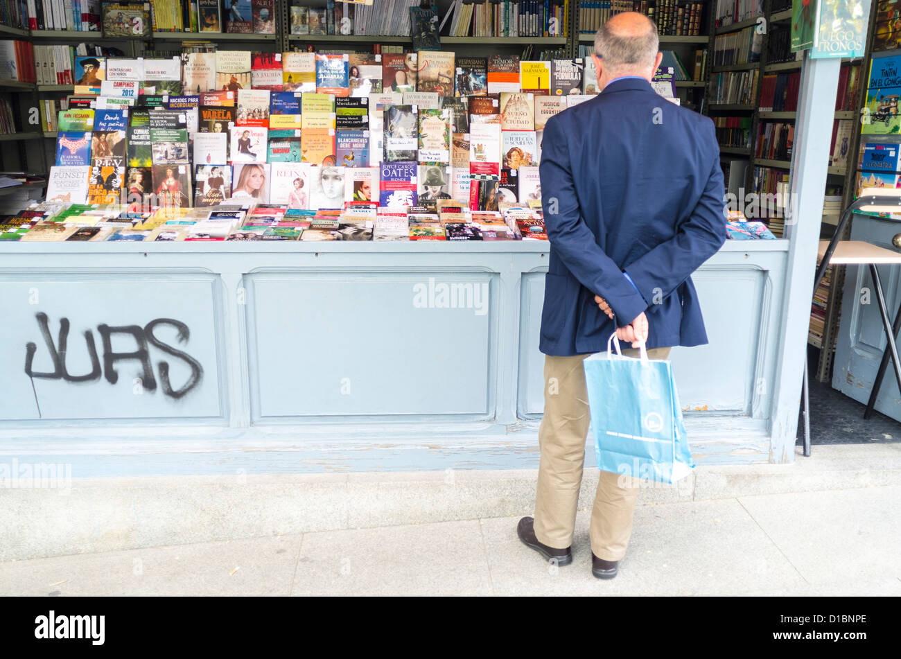 Bücher zu speichern, Cuesta de Moyano Madrid, Spanien Stockfoto