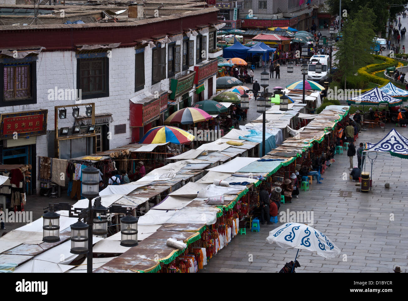 Markt-stand auf der Barkhor Street. alte Stadt Lhasa, Tibet Stockfoto
